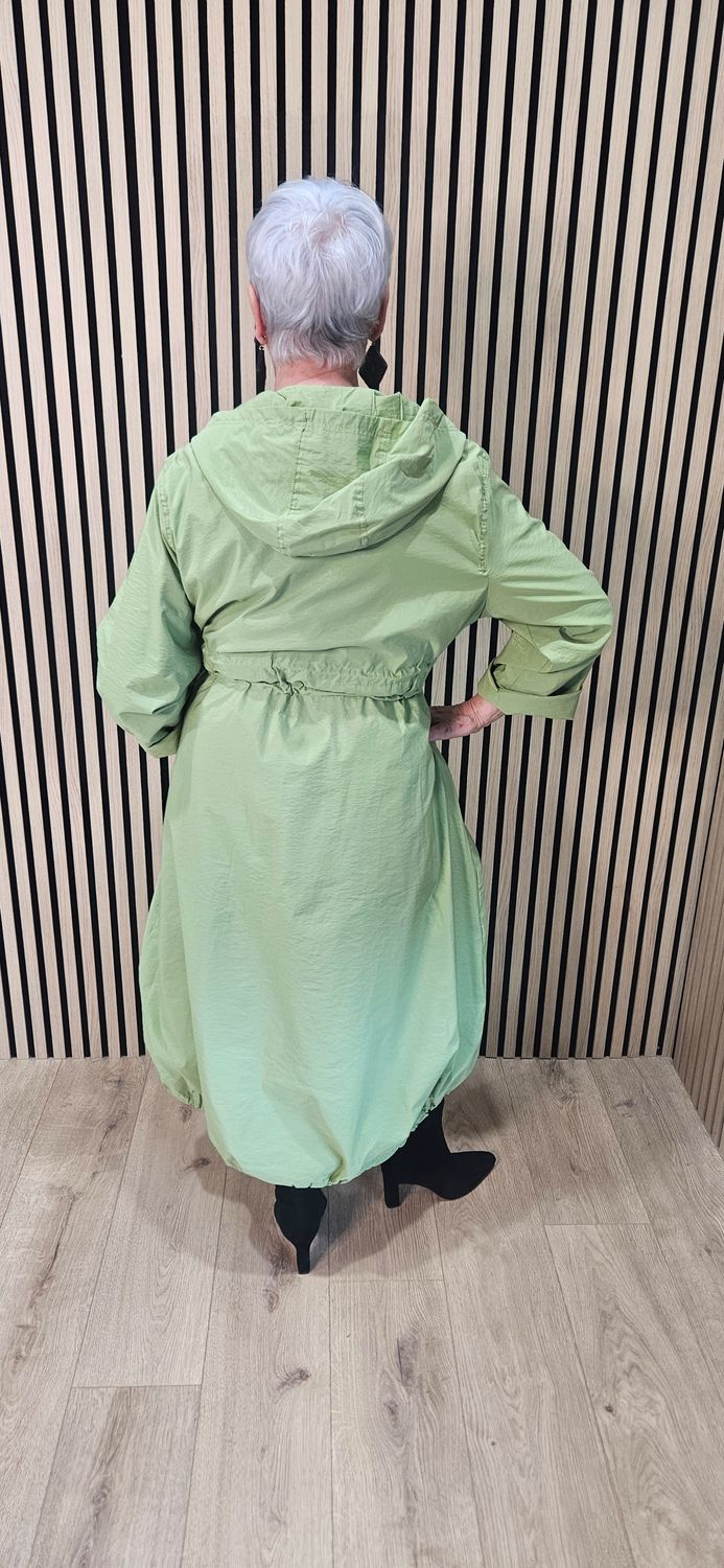 Fly Longline Hooded Coat – Green