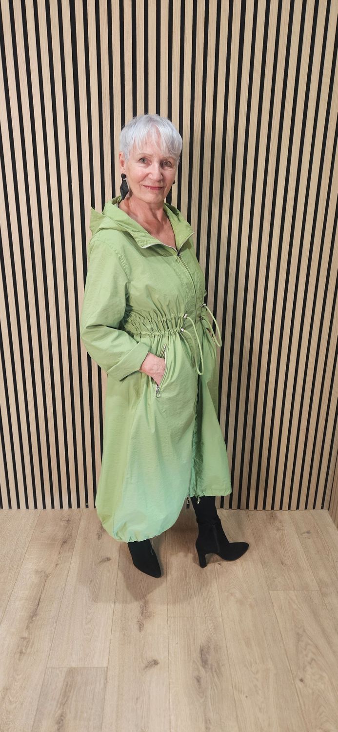 Fly Longline Hooded Coat – Green