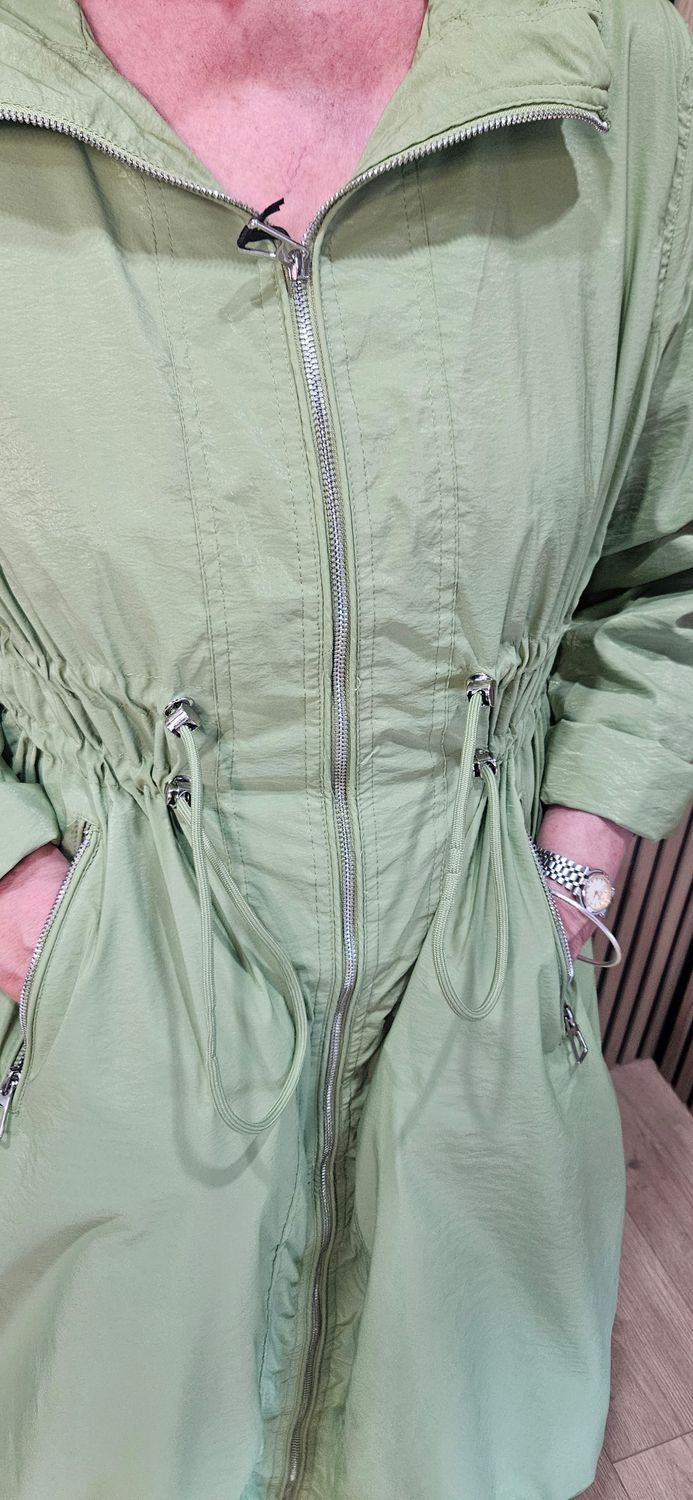 Fly Longline Hooded Coat – Green