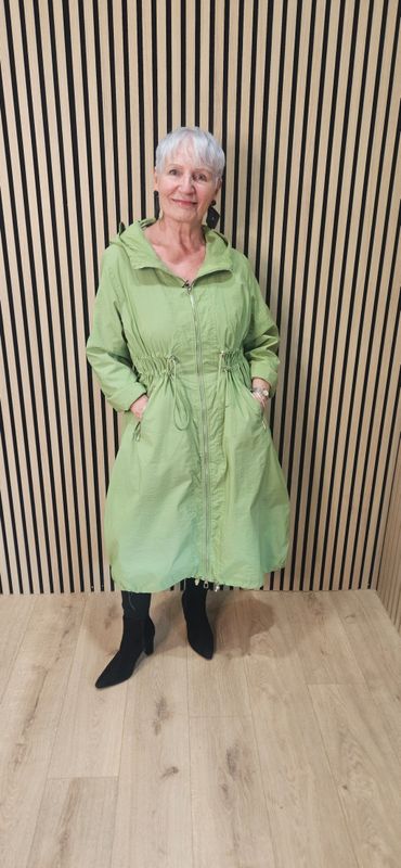 Fly Longline Hooded Coat – Green