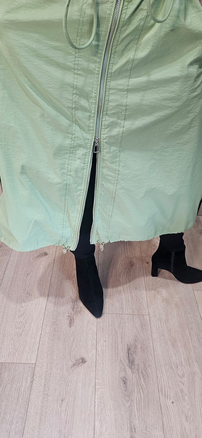 Fly Longline Hooded Coat – Green