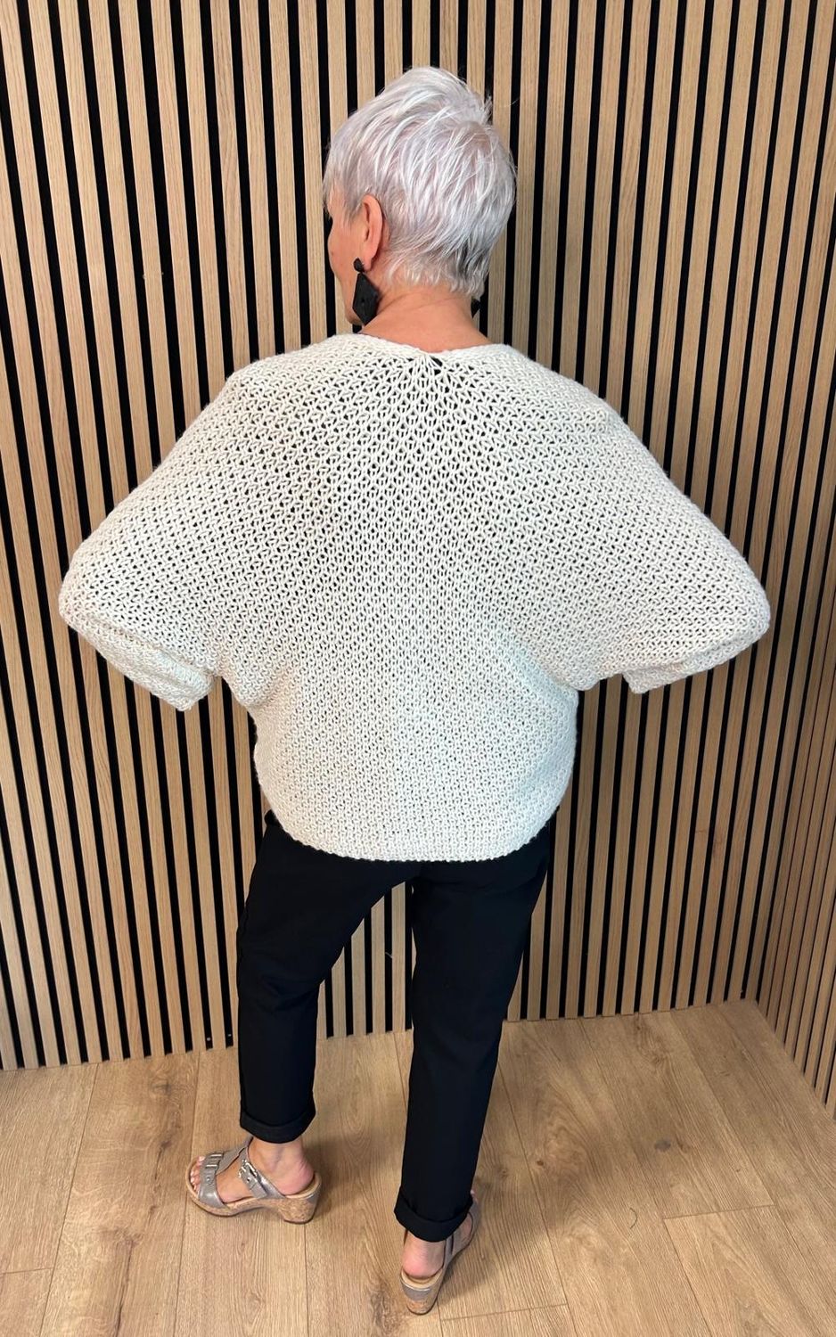 Open-Knit Batwing Cardigan