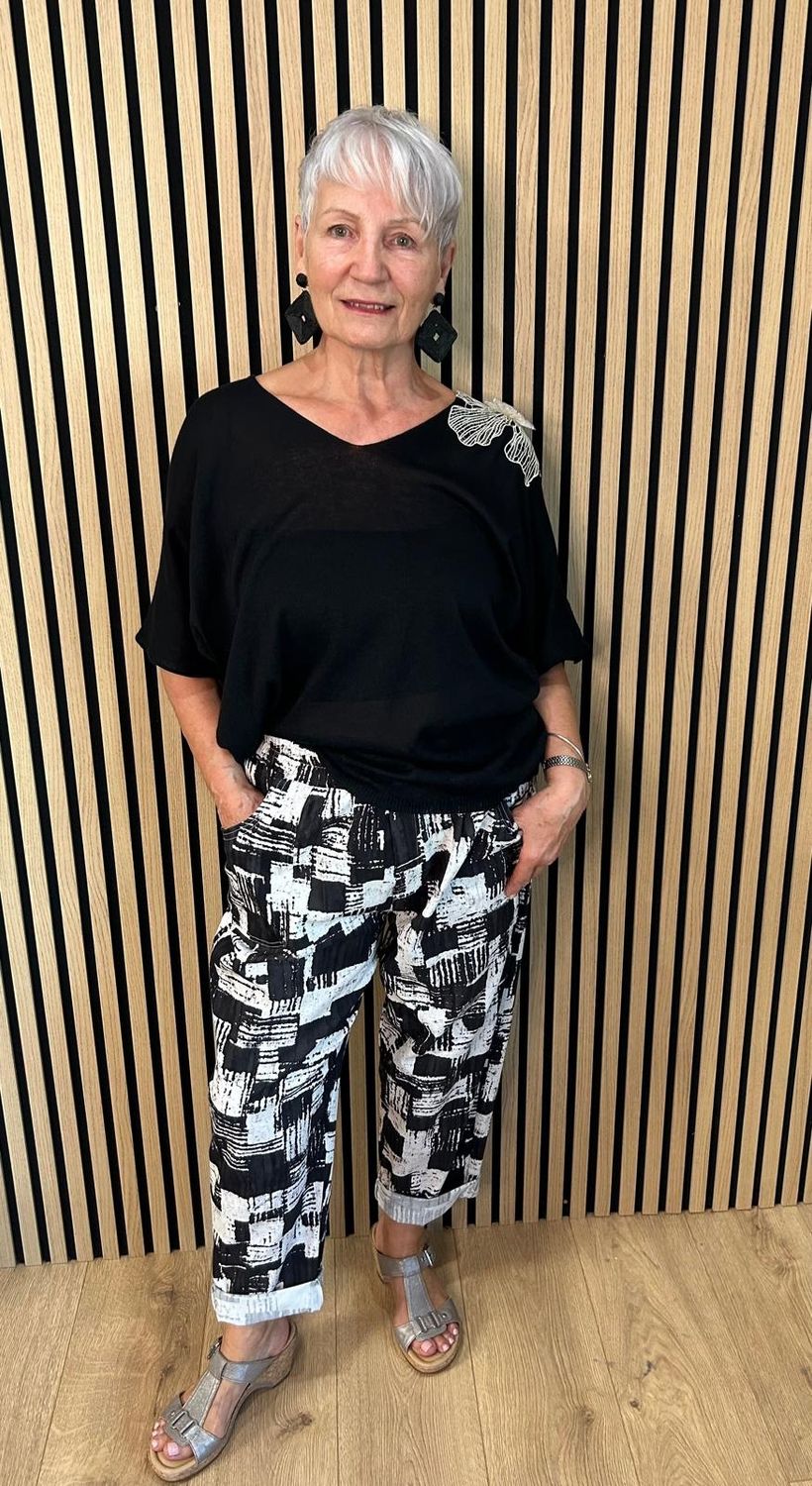 Abstract Print Stretch Trousers