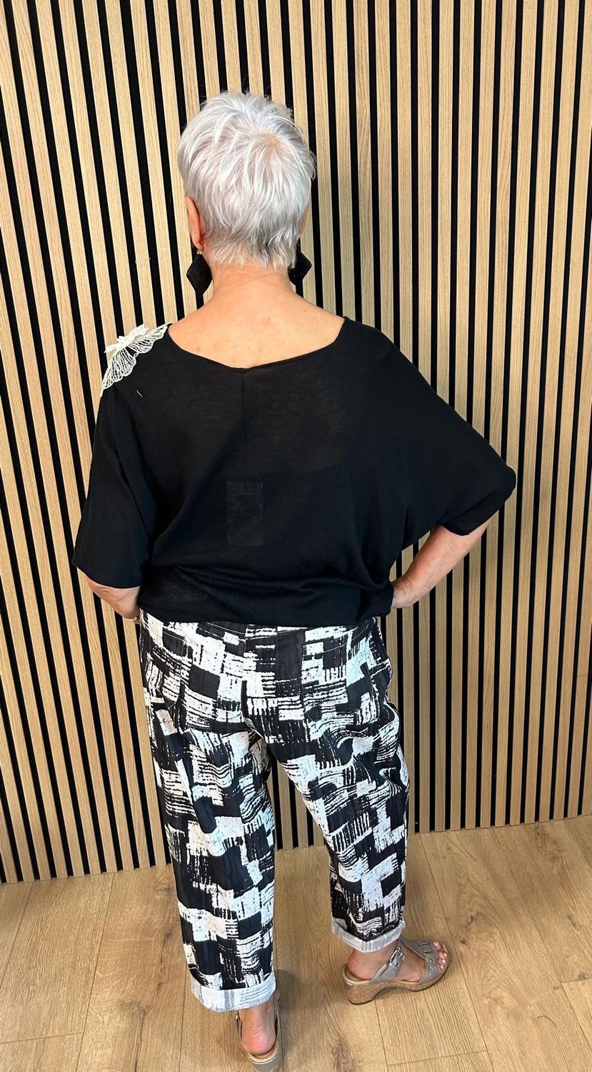 Abstract Print Stretch Trousers