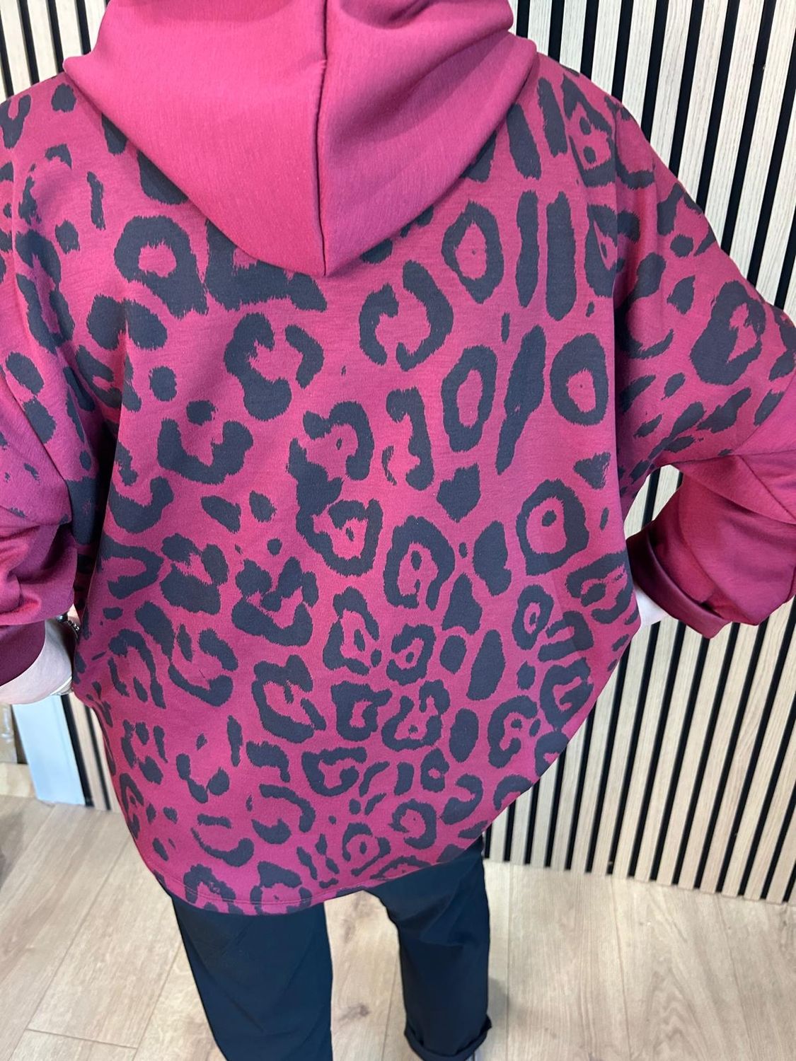 Leopard Print Layered Hoodie – Oxblood