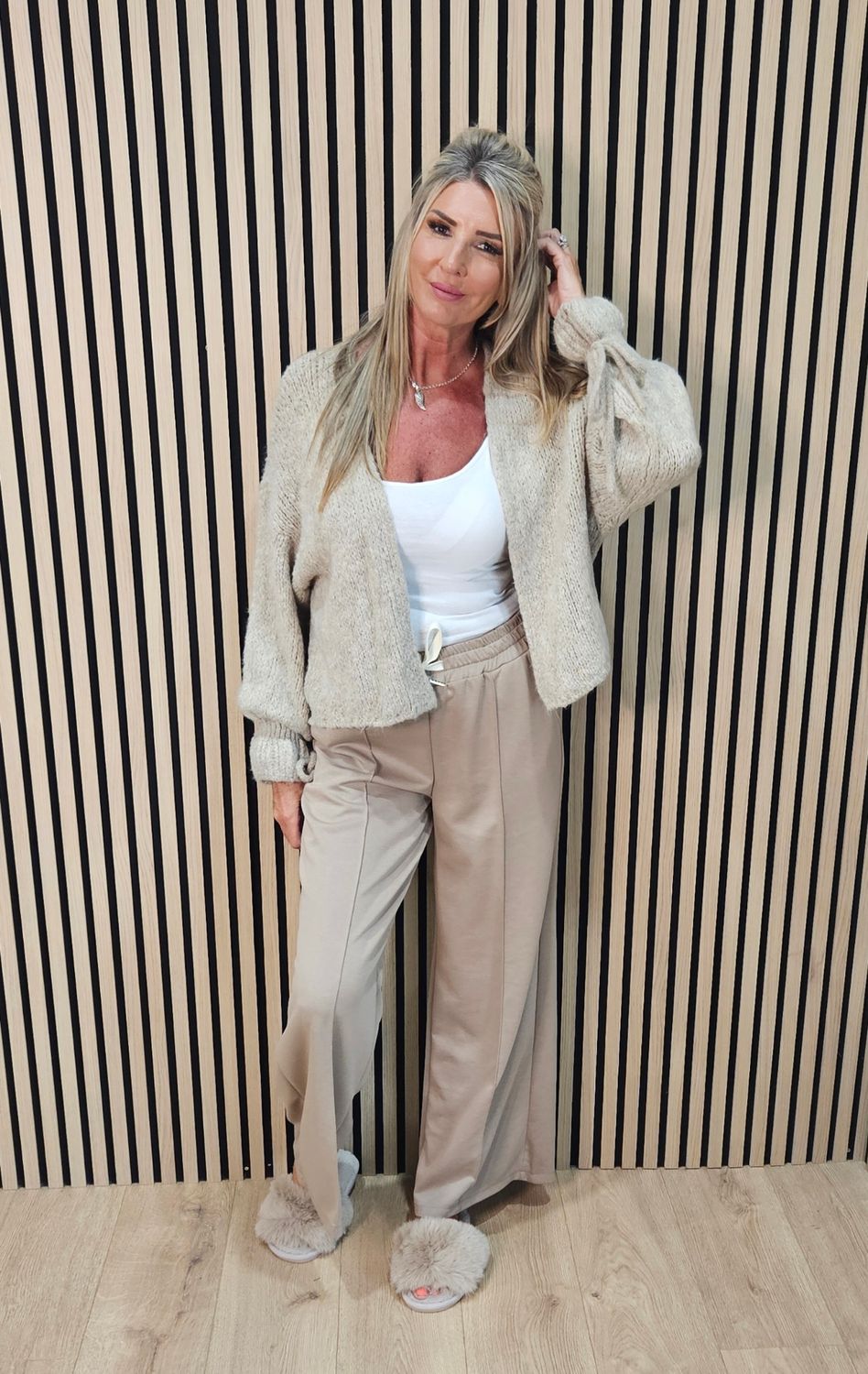 Tie-Cuff Open-Front Cardigan