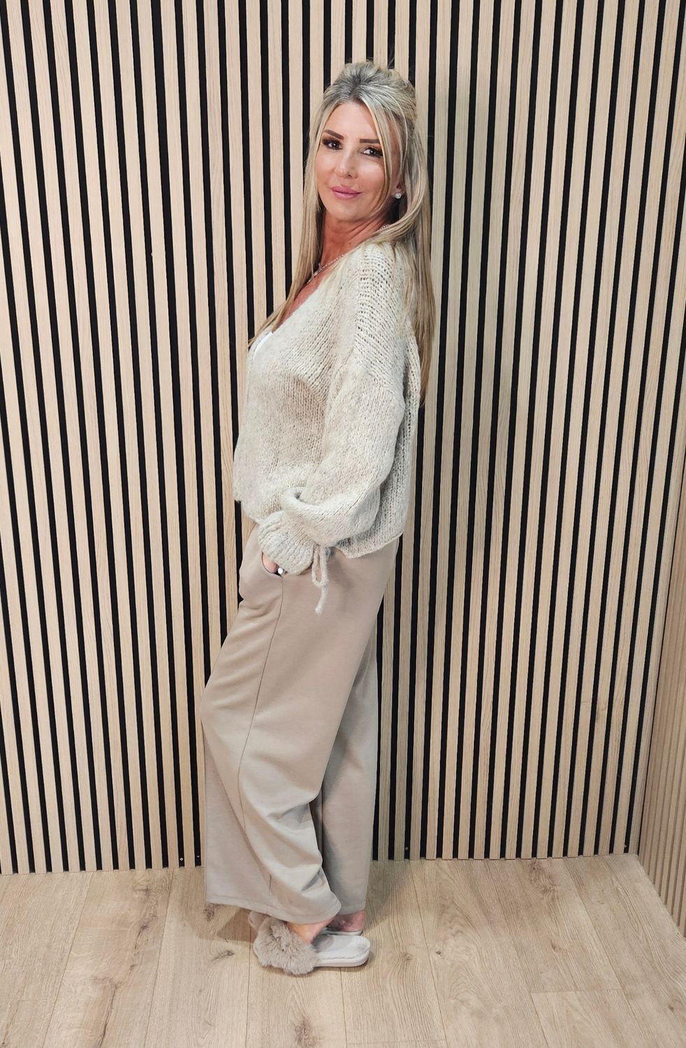 Tie-Cuff Open-Front Cardigan