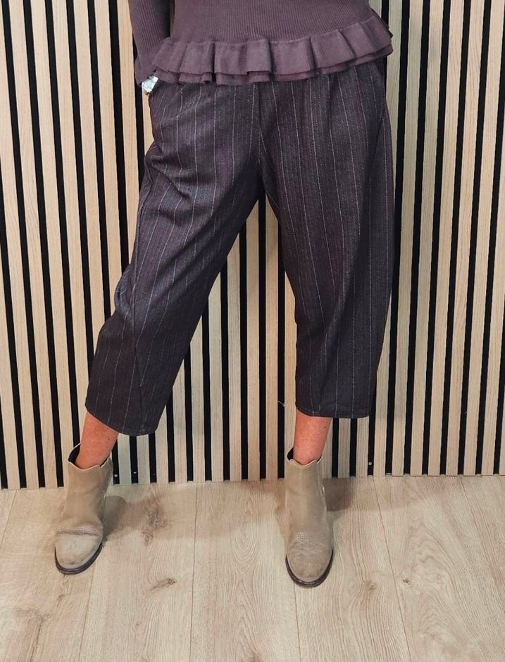 Herringbone Cropped Trousers – Chocolate