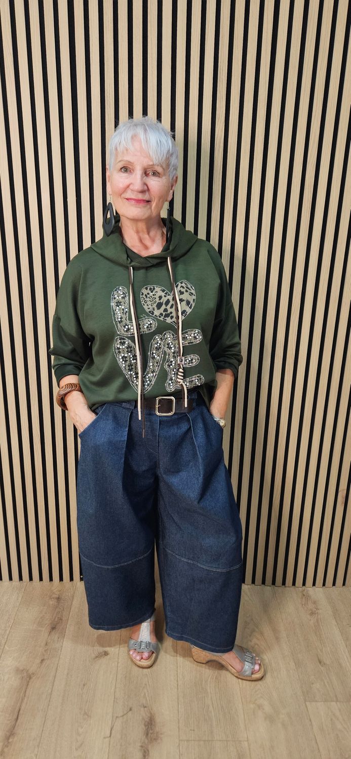 Embellished Love Heart Hooded Sweatshirt