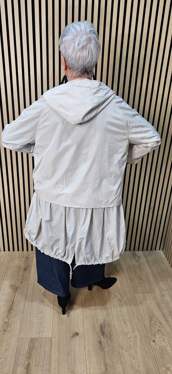 Fly Waterproof Tiered Hooded Coat - Cream