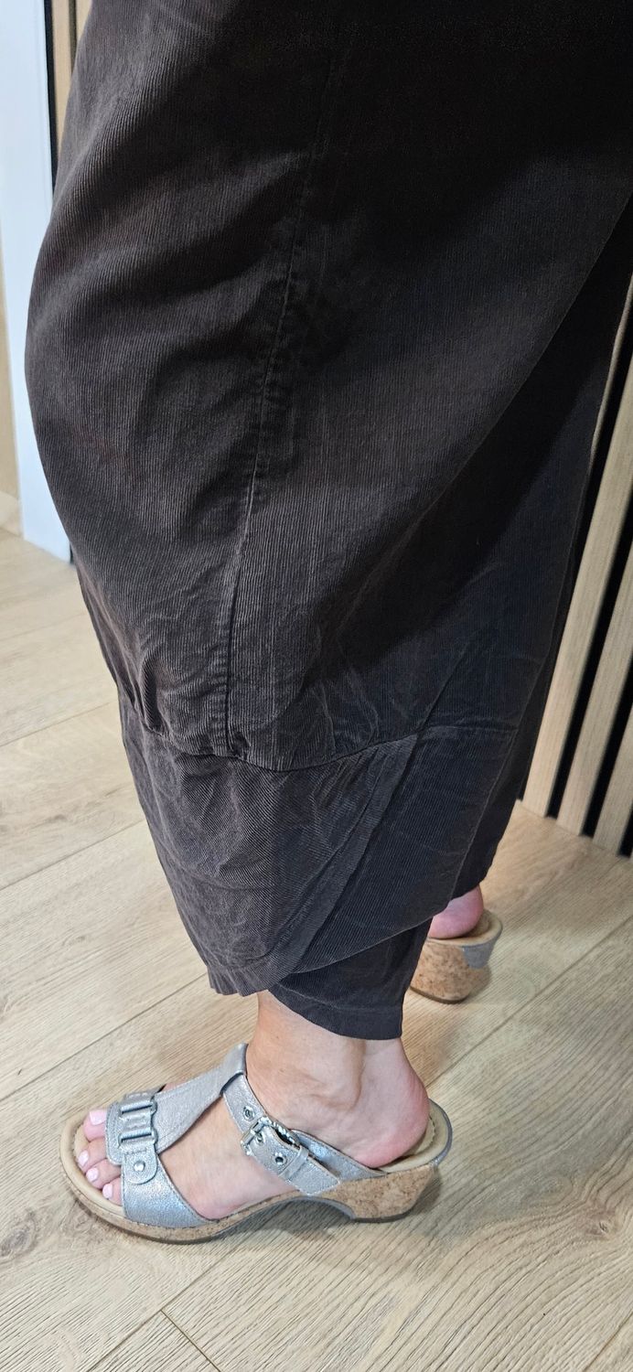 Needle Cord Tulip-Hem Trousers – Chocolate