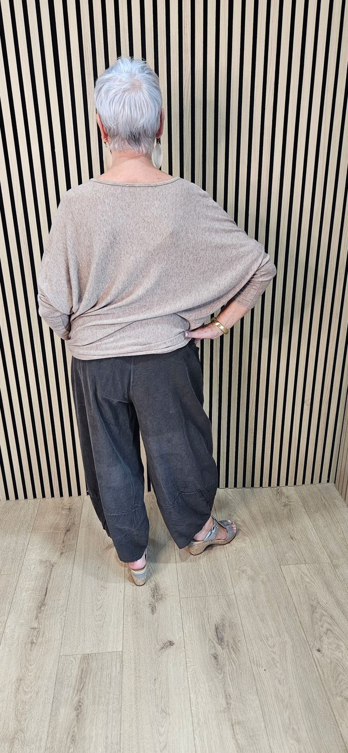 Needle Cord Tulip-Hem Trousers – Chocolate