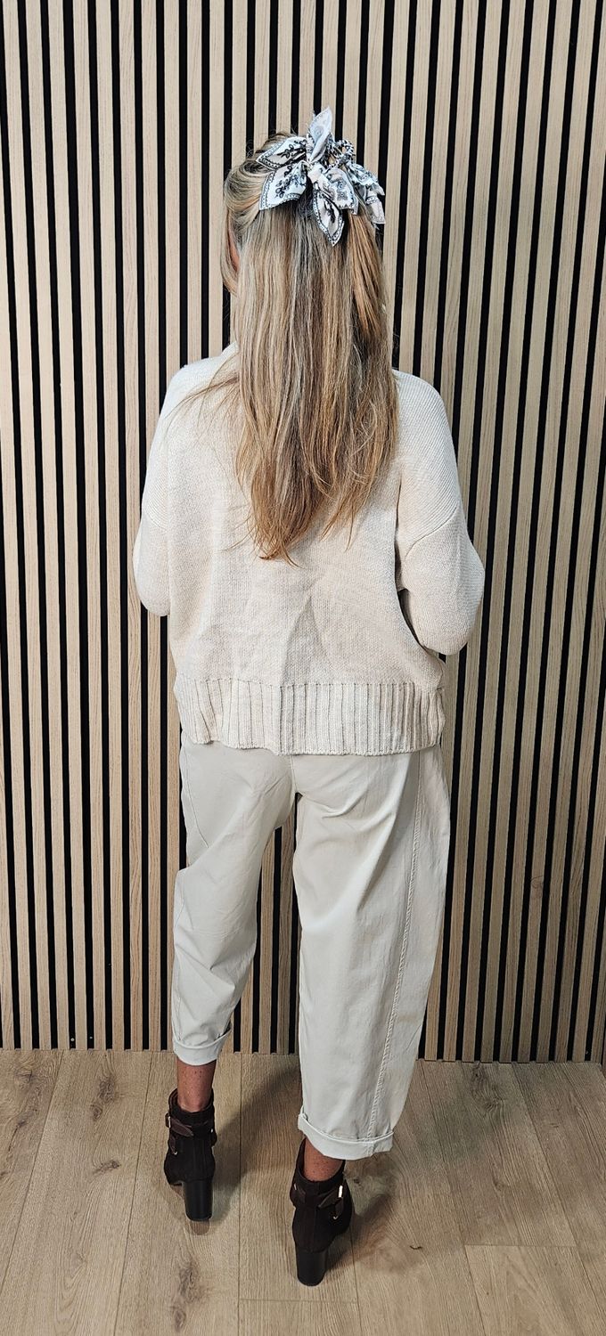 Ribbed Roll-Neck Jumper – Cream