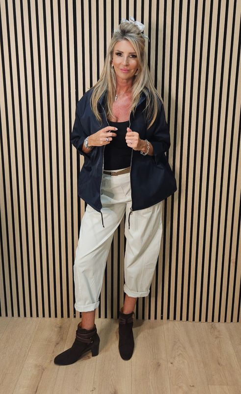 Relaxed Hooded Zip Jacket - Navy