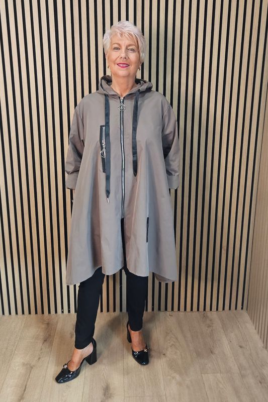 Waterproof Hooded Swing Coat – Mushroom Waterproof Hooded Swing Coat – Mushroom