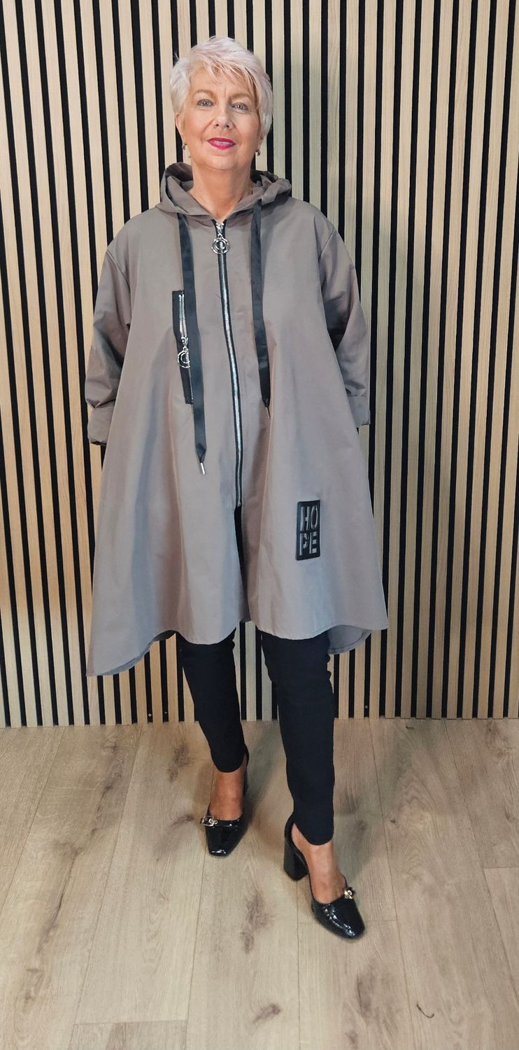 Waterproof Hooded Swing Coat – Mushroom