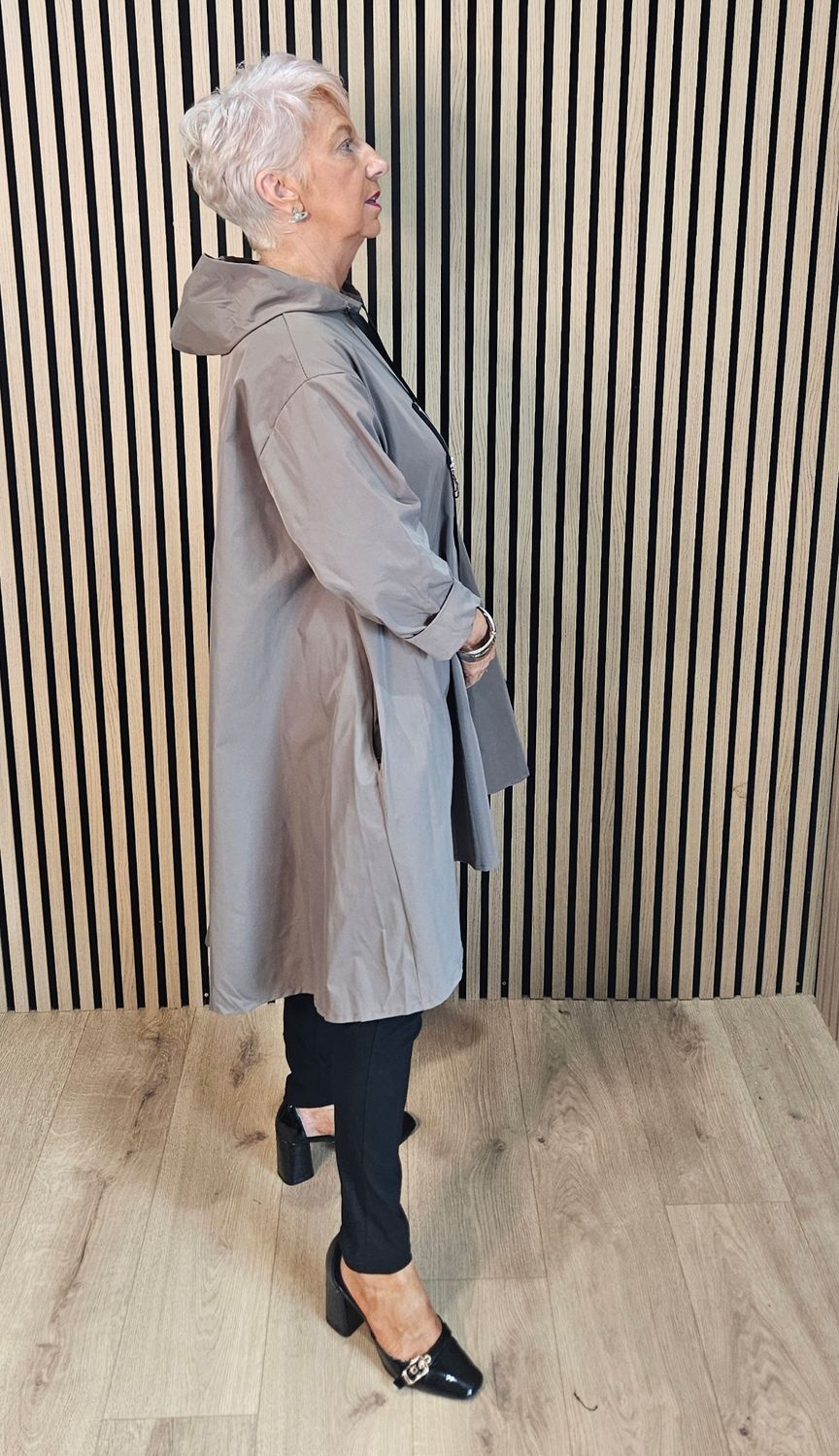 Waterproof Hooded Swing Coat – Mushroom