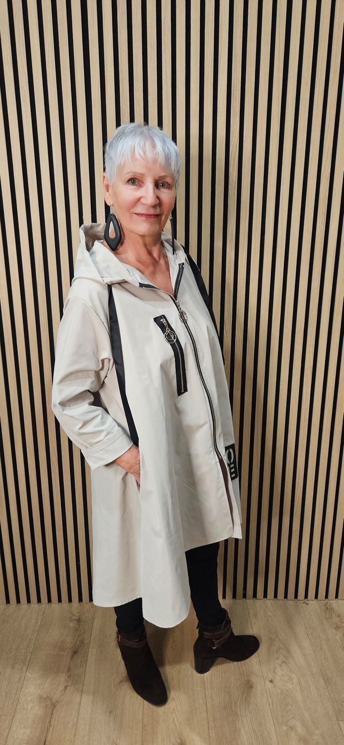 Waterproof Hooded Swing Coat – Stone