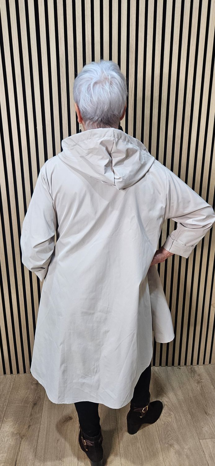 Waterproof Hooded Swing Coat – Stone