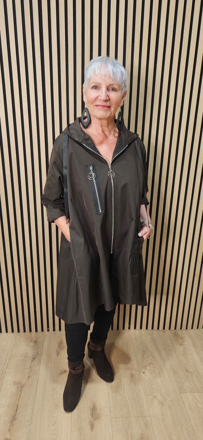 Waterproof Hooded Swing Coat – Chocolate