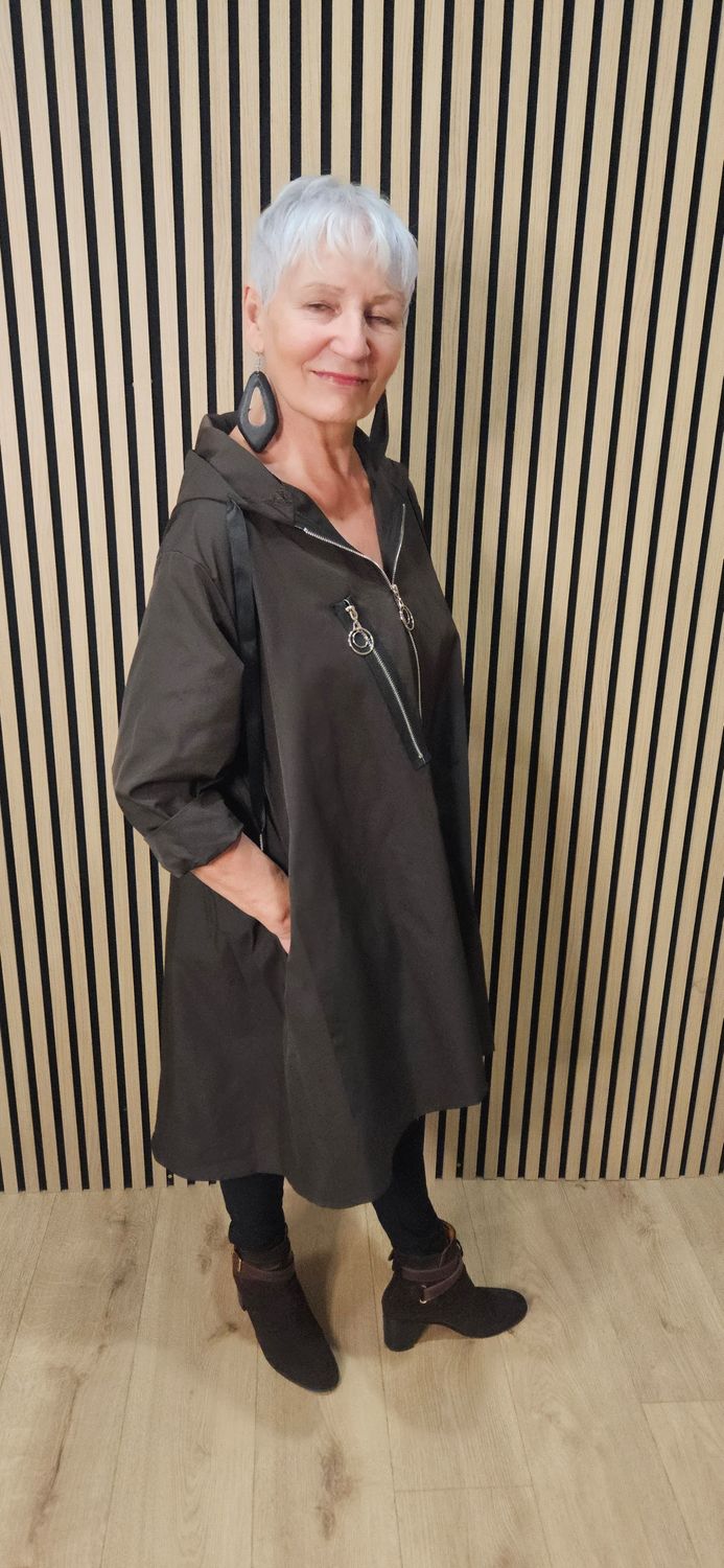 Waterproof Hooded Swing Coat – Chocolate