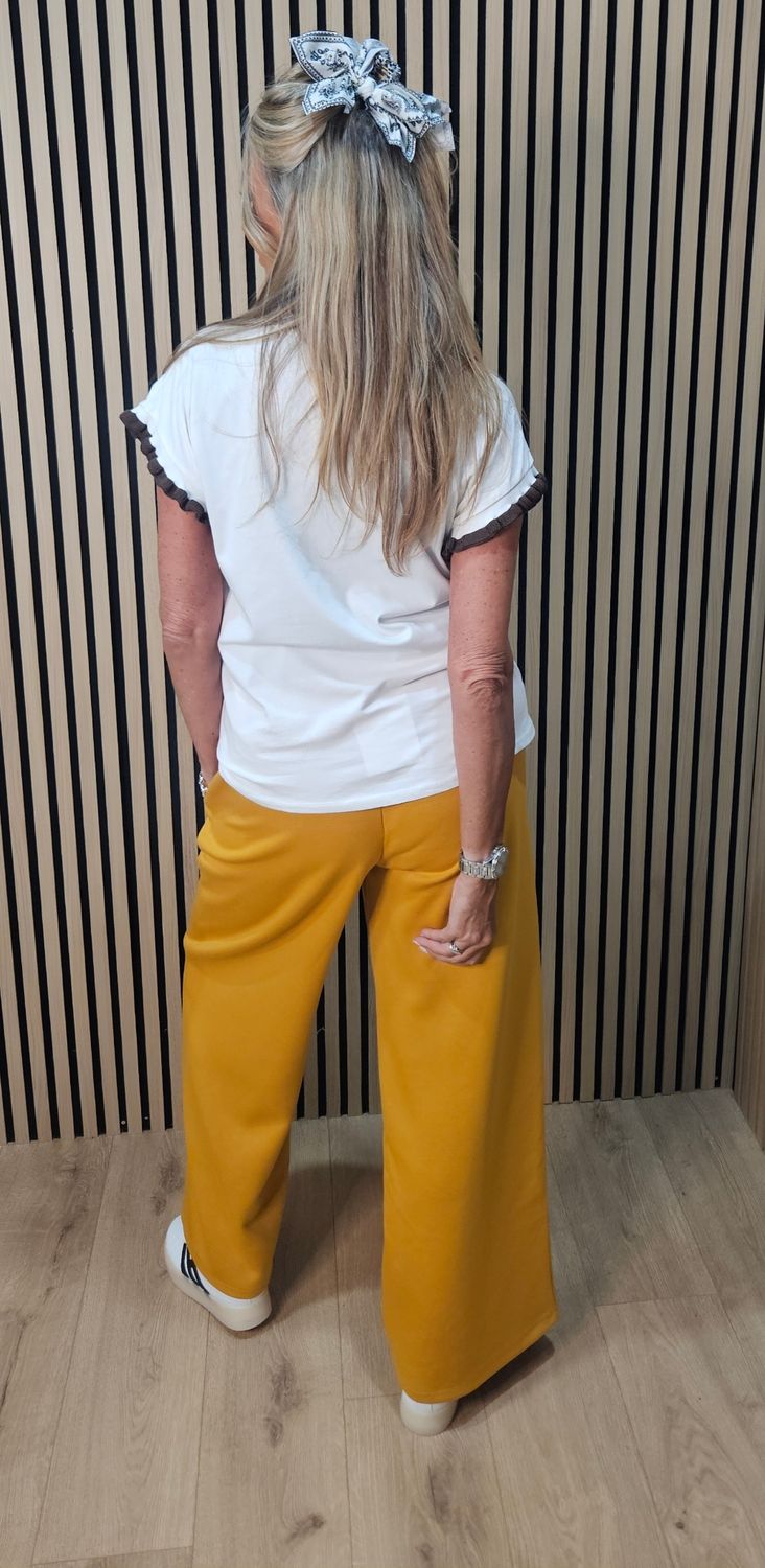 Posh Joggers - Wide Leg Drawstring Trousers - Mustard