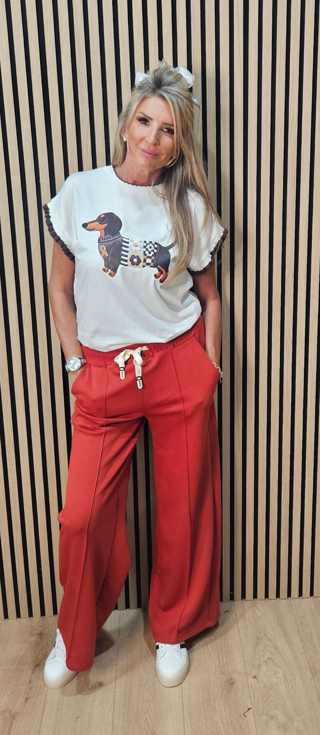 Posh Joggers - Wide Leg Draw String Trousers - Rust