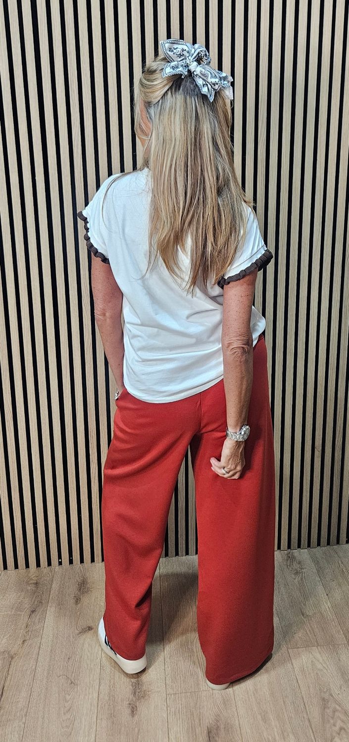 Posh Joggers - Wide Leg Draw String Trousers - Rust