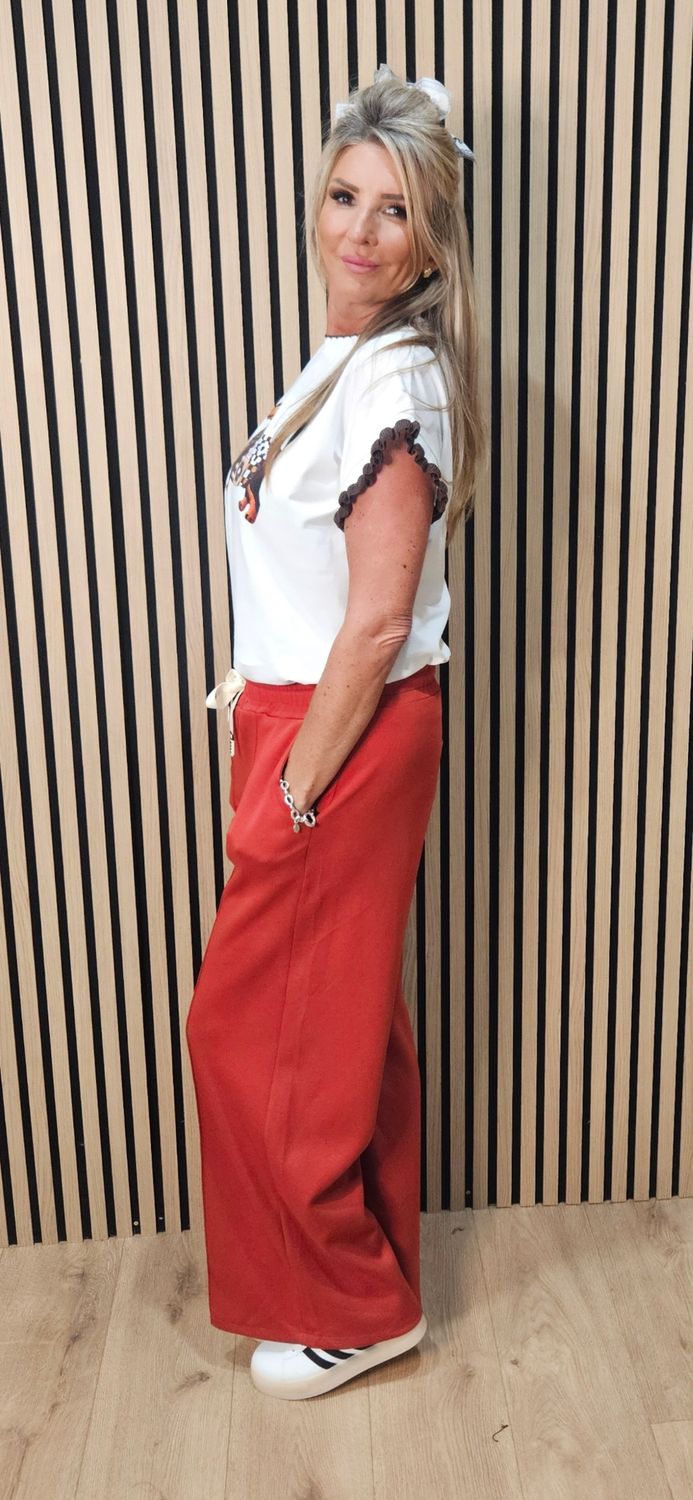 Posh Joggers - Wide Leg Draw String Trousers - Rust