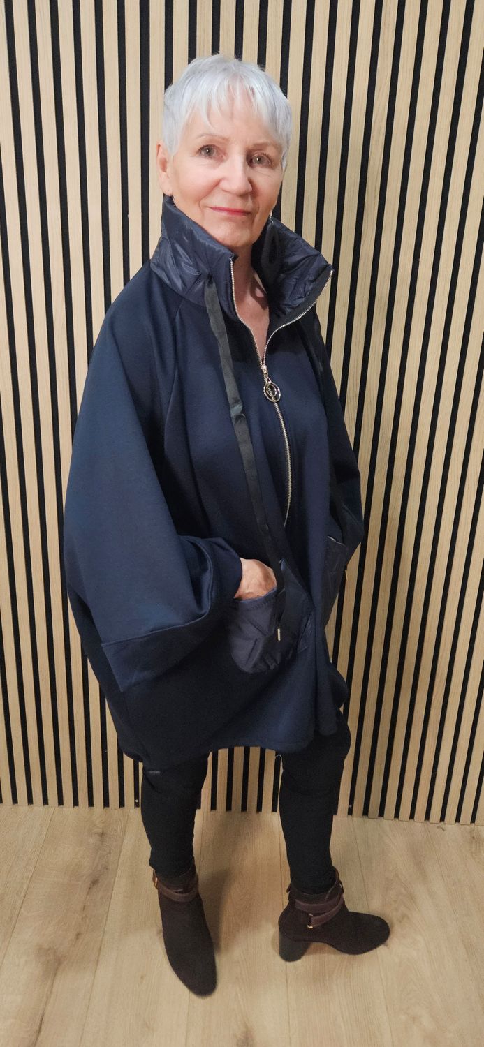 Oversized Contrast Pocket Jacket – Navy