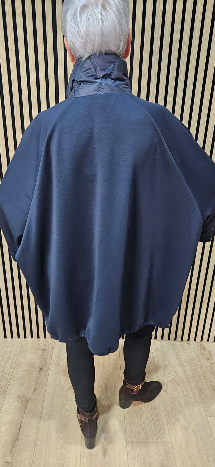 Oversized Contrast Pocket Jacket – Navy