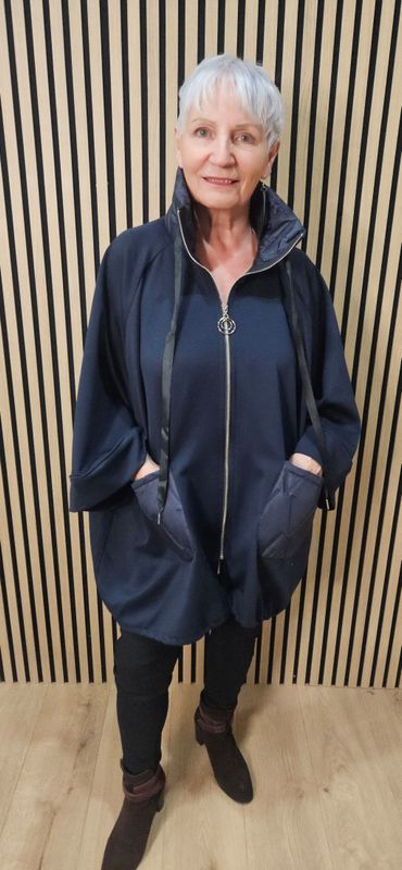 Oversized Contrast Pocket Jacket – Navy Oversized Contrast Pocket Jacket – Navy