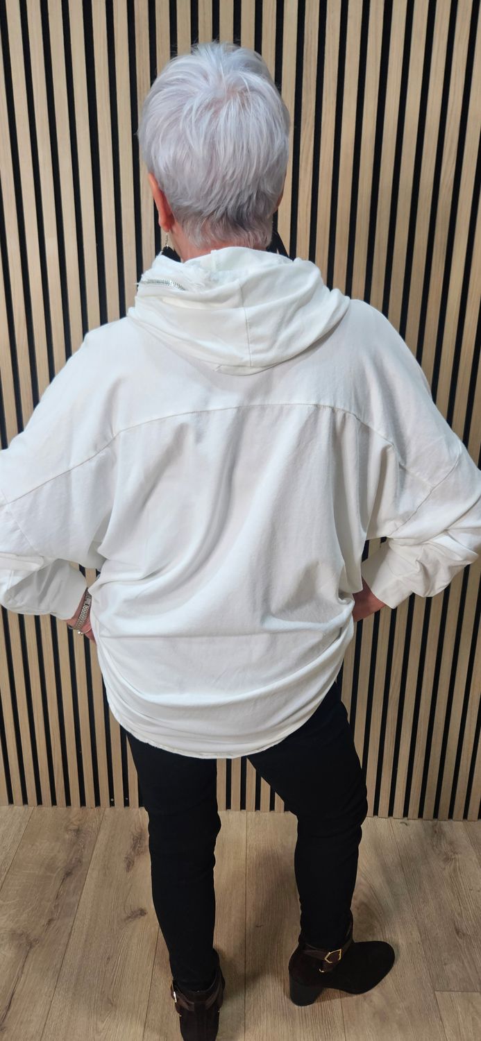 Distressed Pocket Cotton Top - White