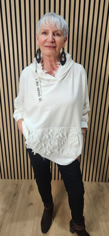 Distressed Pocket Cotton Top - White