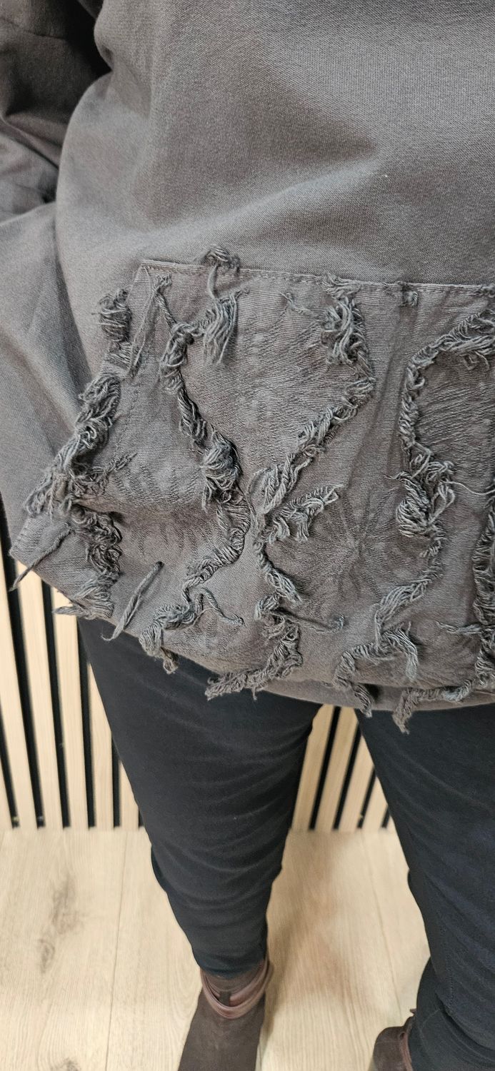 Distressed Pocket Cotton Top - Chocolate
