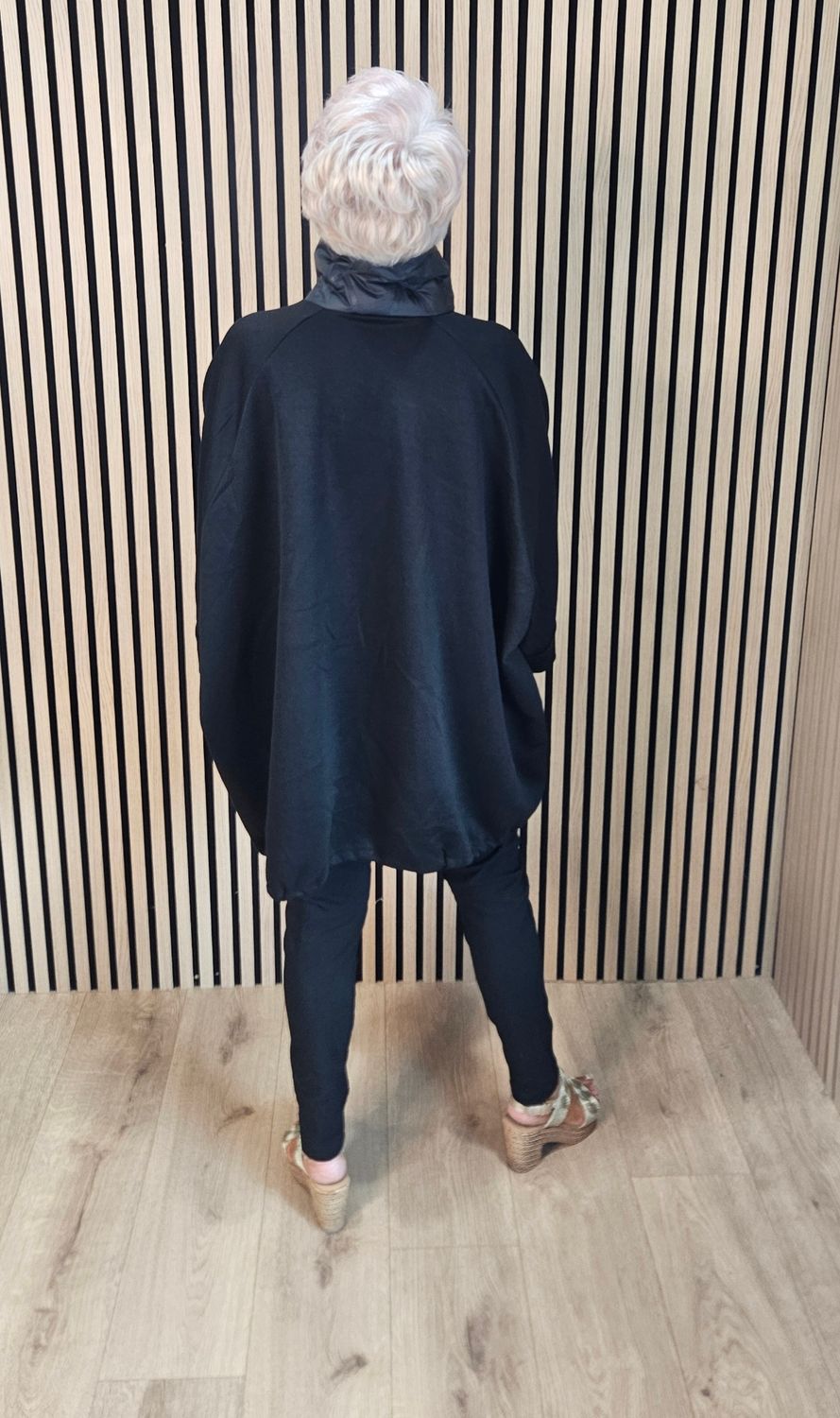 Oversized Contrast Pocket Jacket – Black