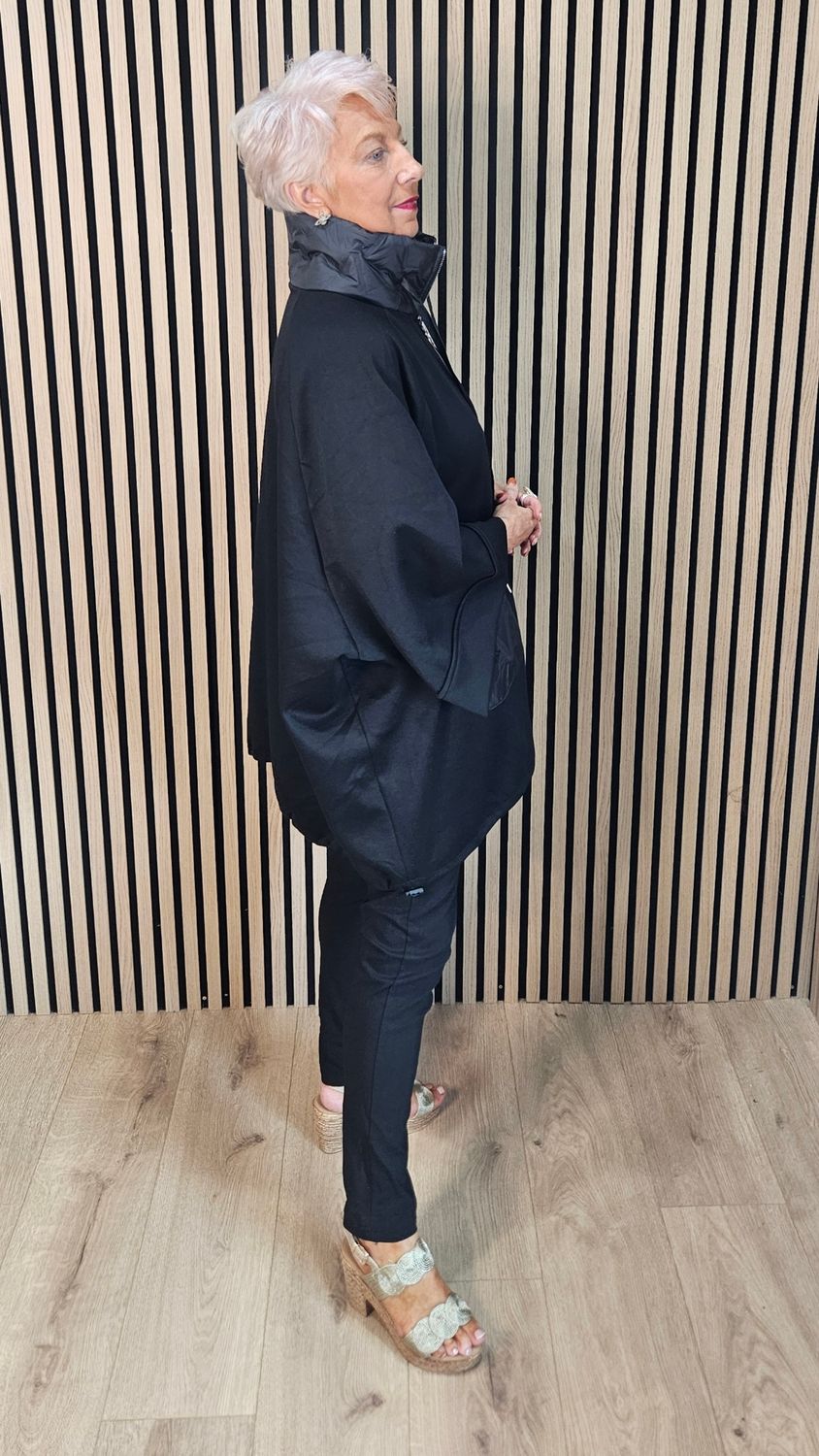 Oversized Contrast Pocket Jacket – Black