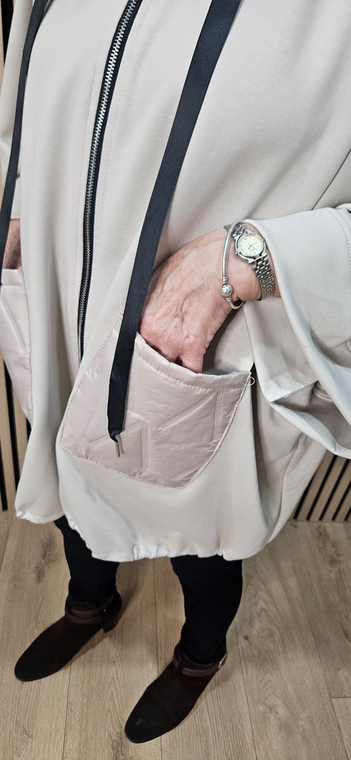 Oversized Contrast Pocket Jacket – Stone