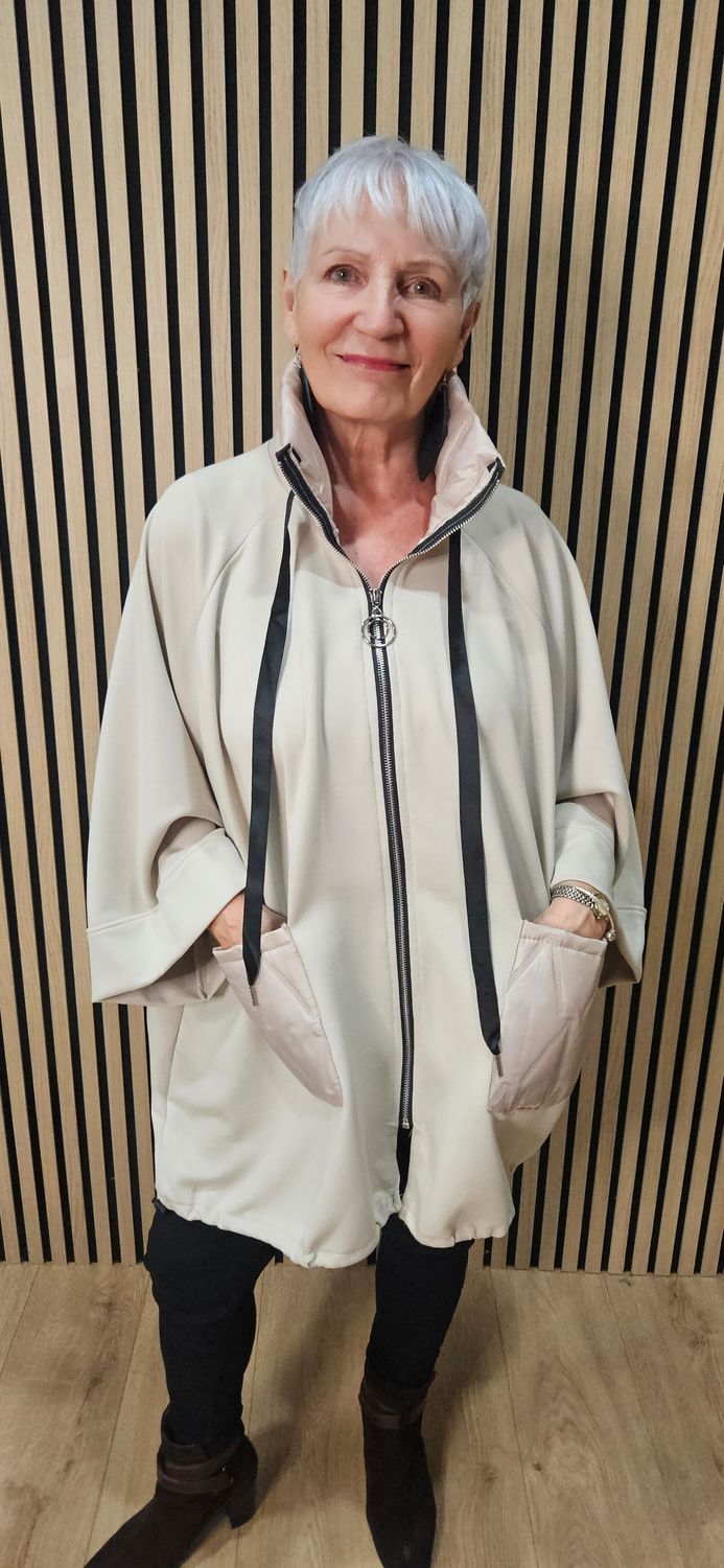 Oversized Contrast Pocket Jacket – Stone