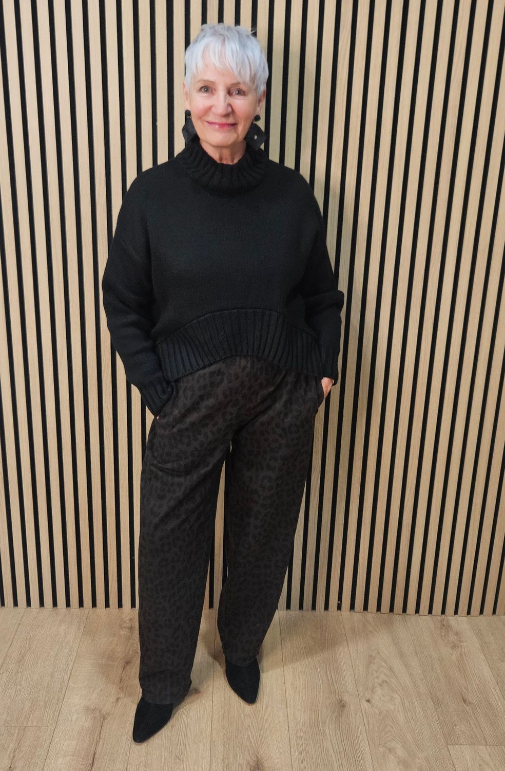 Leopard Print Wide-Leg Trousers