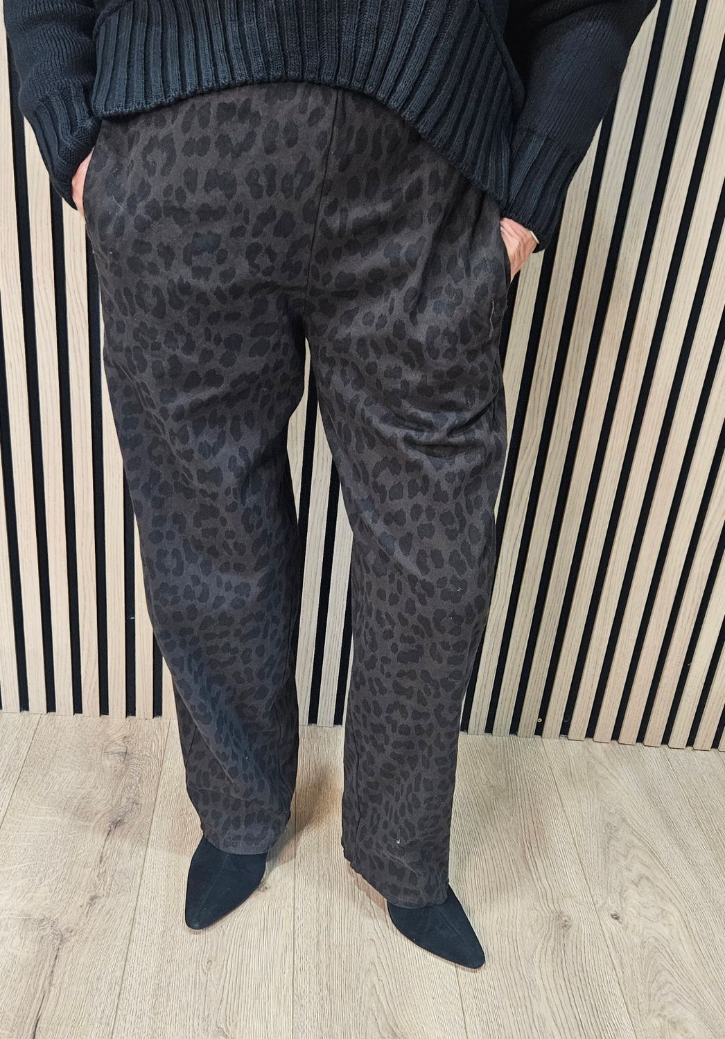 Leopard Print Wide-Leg Trousers