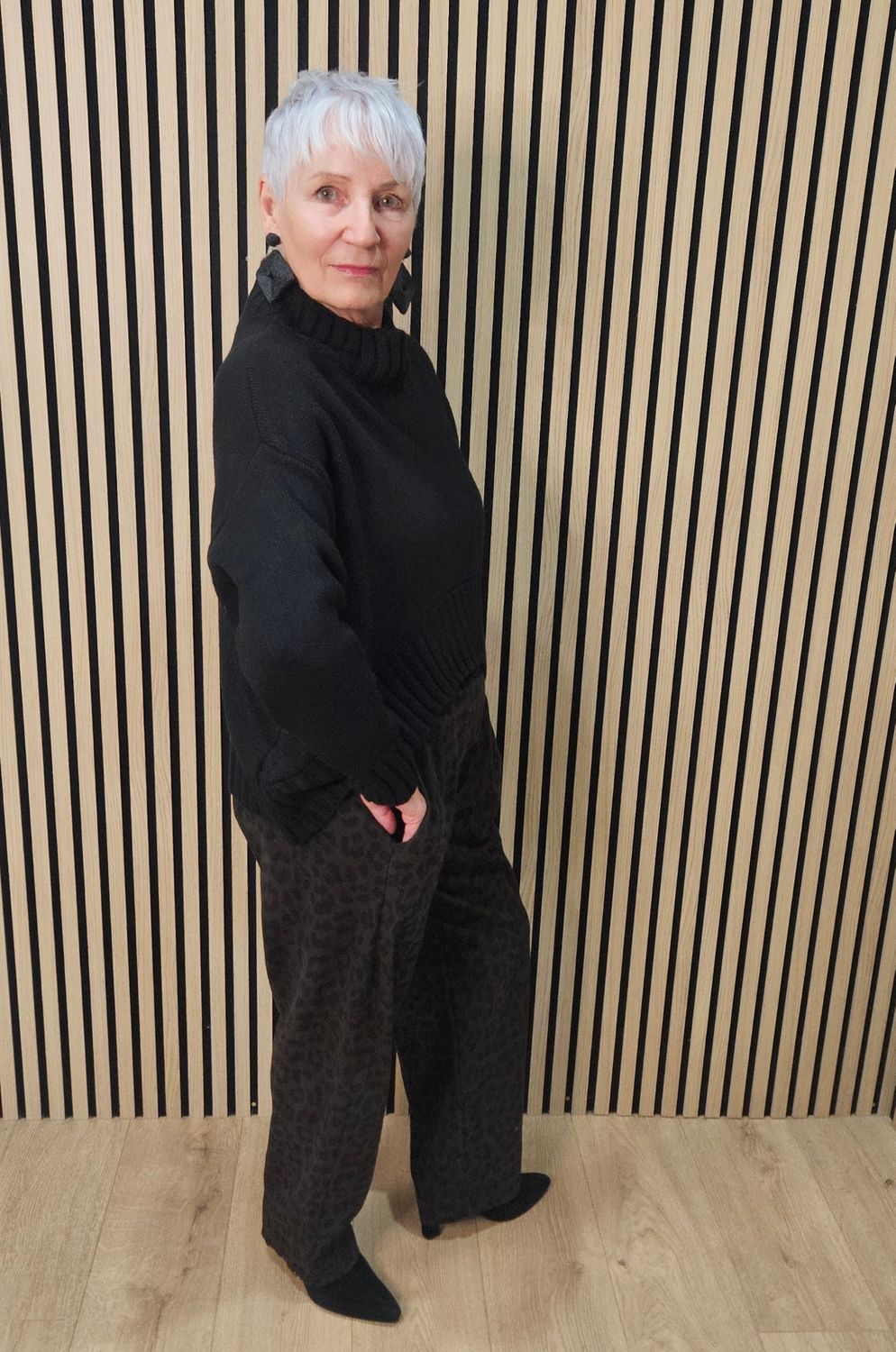 Leopard Print Wide-Leg Trousers