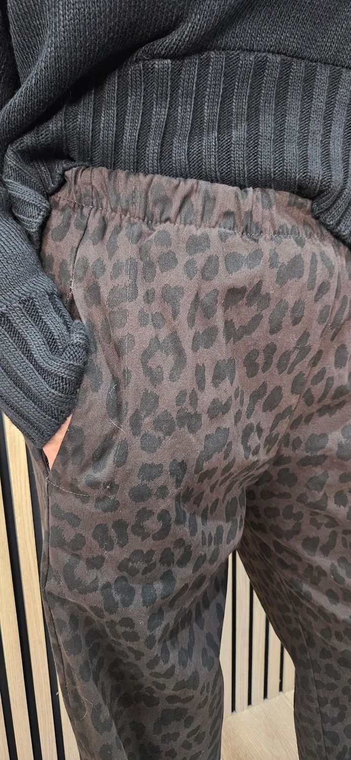 Leopard Print Wide-Leg Trousers