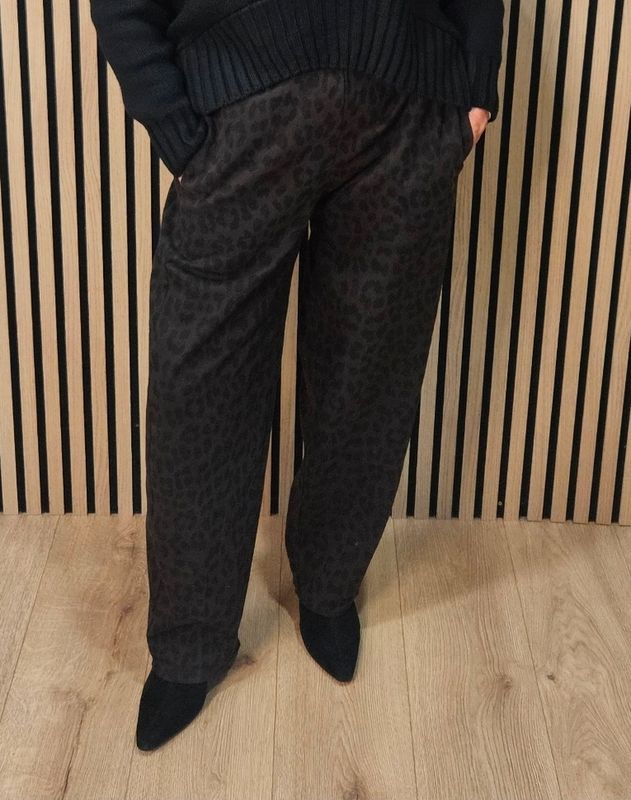 Leopard Print Wide-Leg Trousers