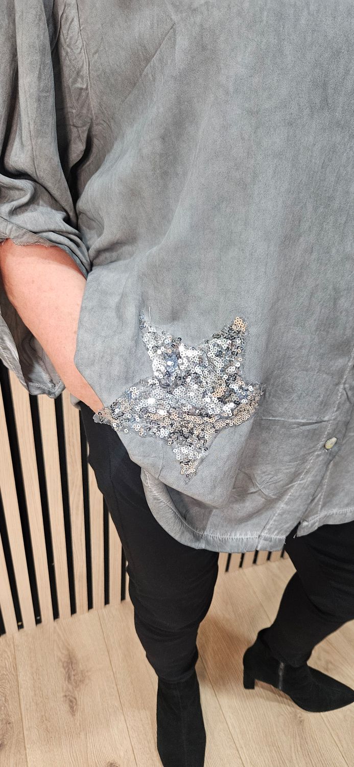 Sequin Star Oversized Shirt