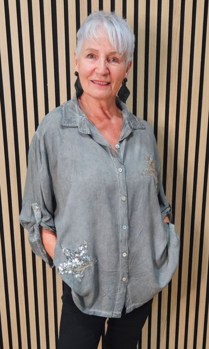 Sequin Star Oversized Shirt