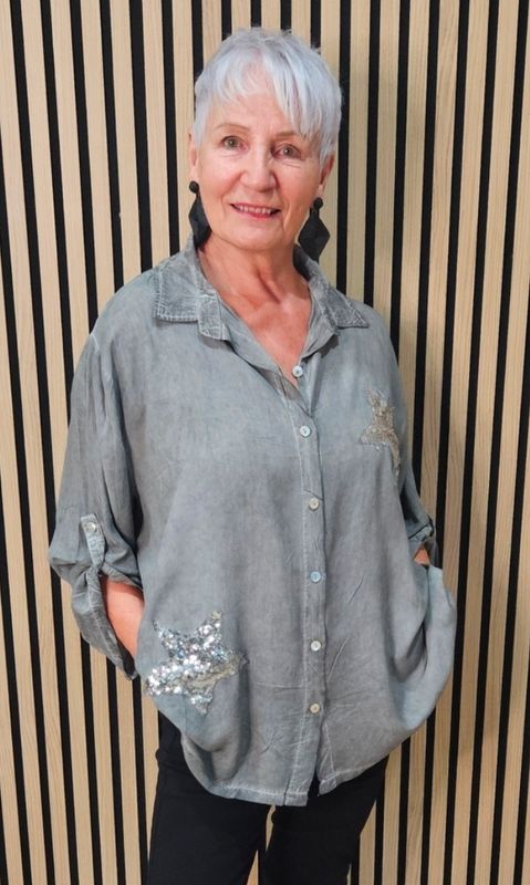 Sequin Star Oversized Shirt
