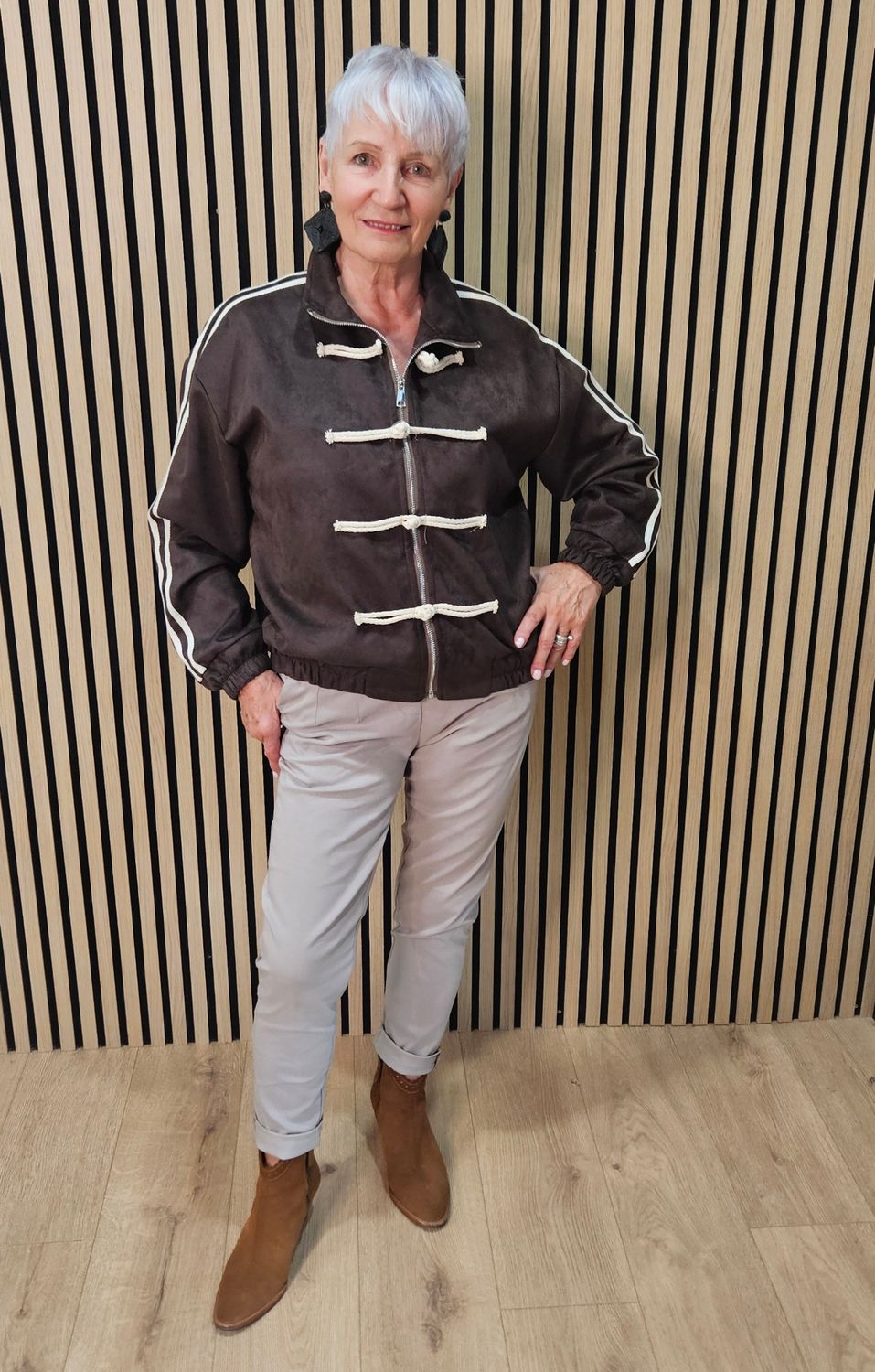 Faux-Suede Toggle Detail Jacket