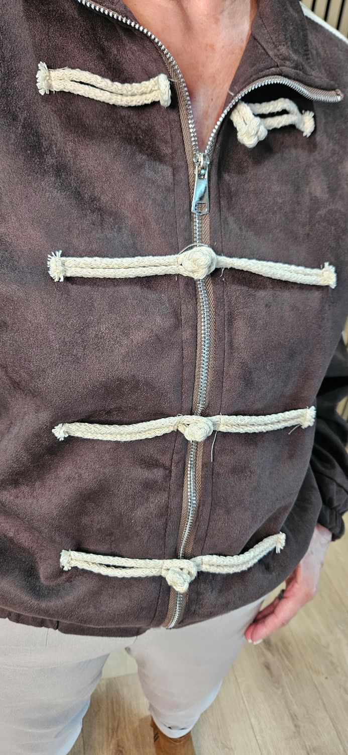 Faux-Suede Toggle Detail Jacket