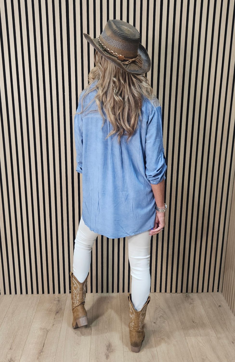 Metallic Detail Washed-Effect Shirt